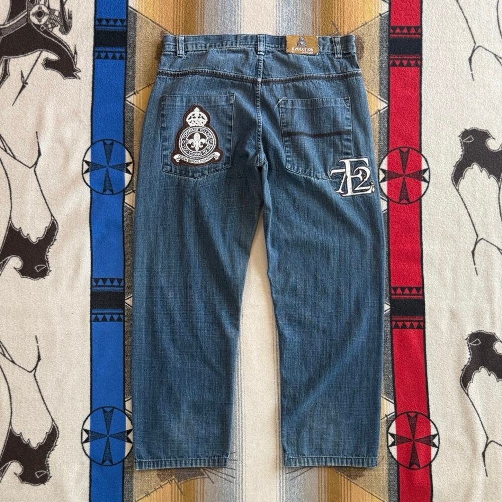 Vintage Y2K Men’s Evolution In Design Denim Jeans Size 36x29 Hip Hop Baggy Skate
